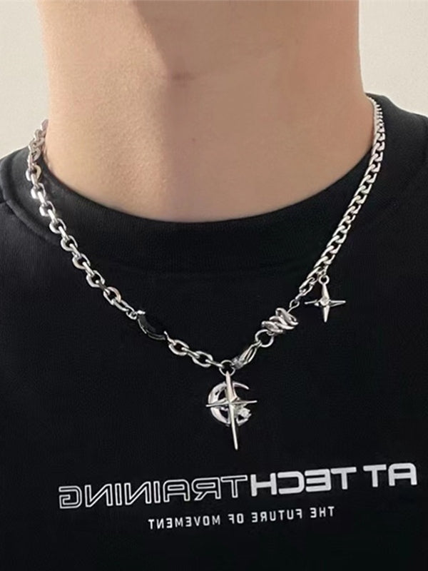 Collier avec pendentif étoile unisexe Hip Hop