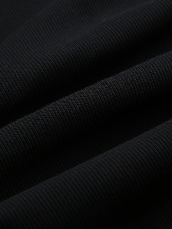 Tricot noir vintage à manches longues et lacets avec cordon de serrage
