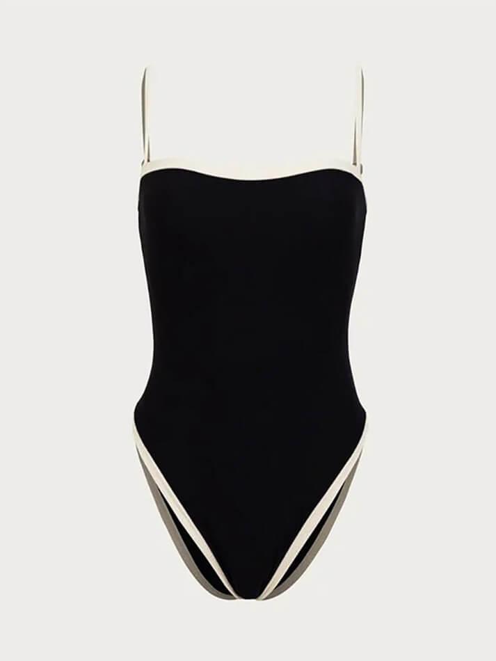 Contrast Color Classic Binding One Piece Swimsuit