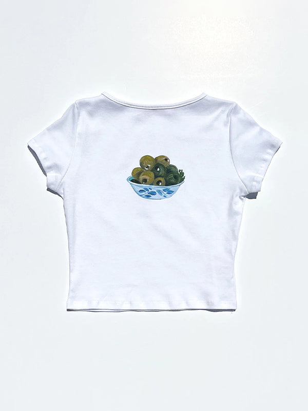 T-shirt à manches courtes et col rond avec imprimé fruits