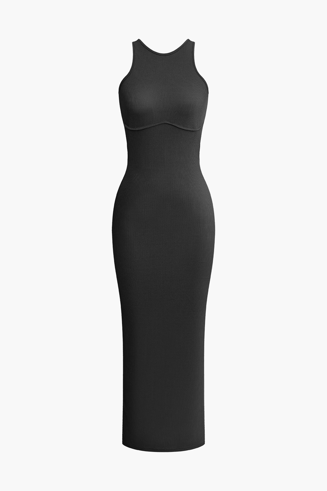 Vintage Cross Backless Slit Slim Midi Dress