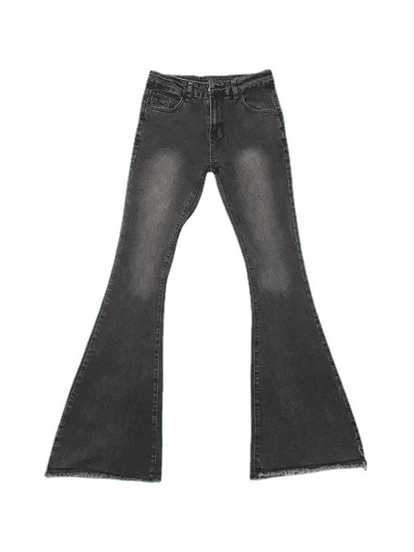 Dark Denim Y2K Washed Stretch Low Waist Flare Jeans