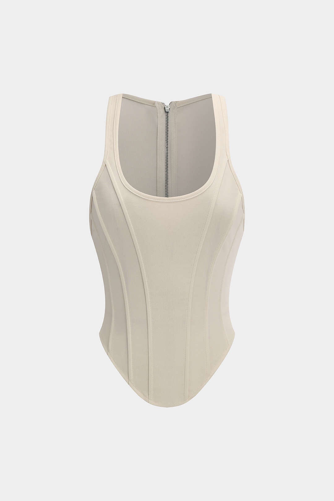 Solid Color 2000s Zipper Tie-Up Corset Waist Tank Top