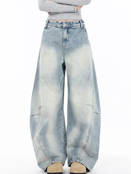 Blue Vintage American Curved Knife Boyfriend Jeans