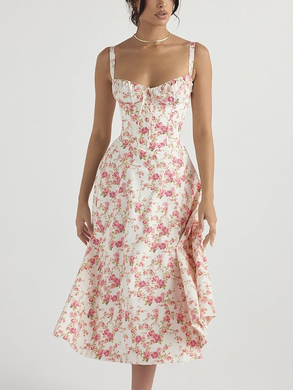 Robe mi-longue ajustée à imprimé floral French Ditsy