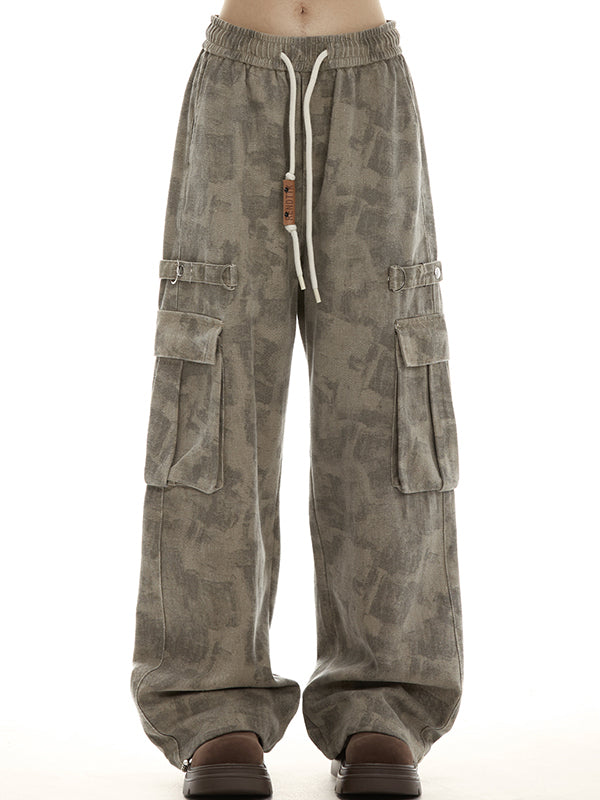 Coffee Vintage Wasteland Camouflage Cargo Pants