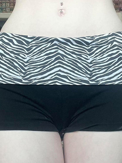 Vintage stikselsshort met zebraprint