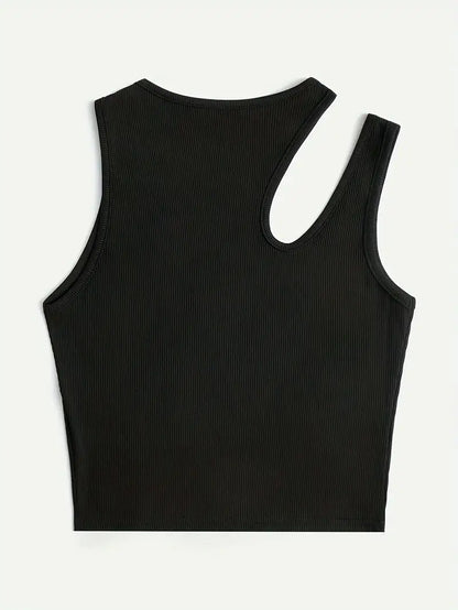 Basic asymmetrische crop-tanktop 