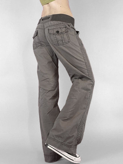 Gray Vintage Threaded Drawstring Waistband Boyfriend Jeans