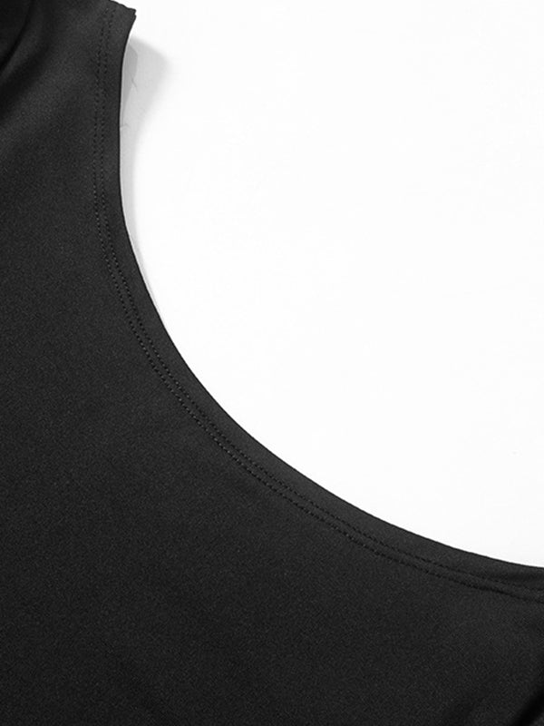 Black Y2k Backless Short Sleeve Tee