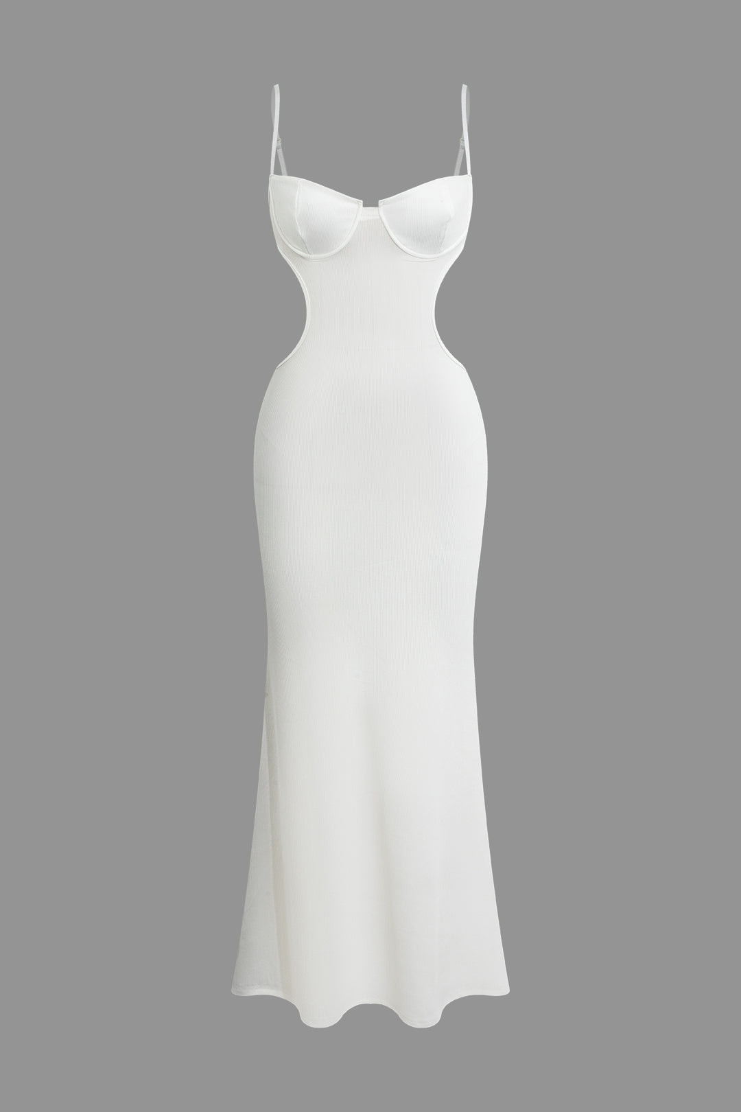 White Cut Out Backless Bustier Slip Maxi Dress