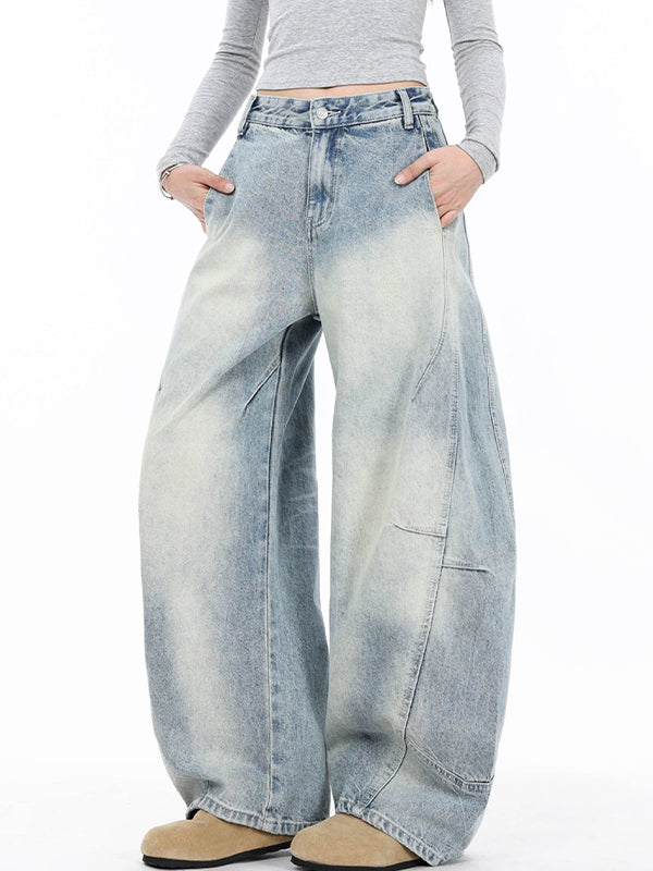 Blue Vintage American Curved Knife Boyfriend Jeans