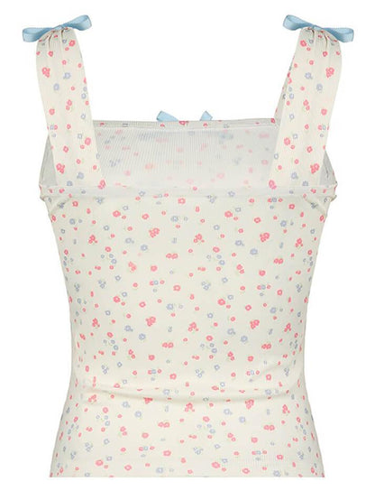 Y2K Bow Tie Floral Cami Tank Top