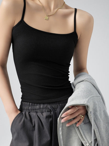 Black Classic Crewneck Versatile Cami Top