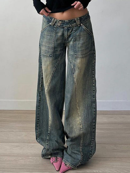 Punk Distressed Onregelmatige Dividing Line Baggy Jeans