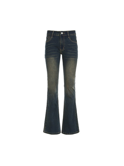 Blue Vintage Versatile Low Rise Slimming Flare Jeans