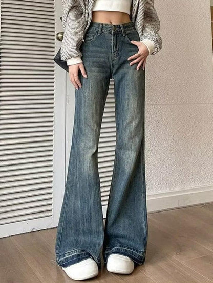 Blauwe Vintage High Rise Flare Jeans