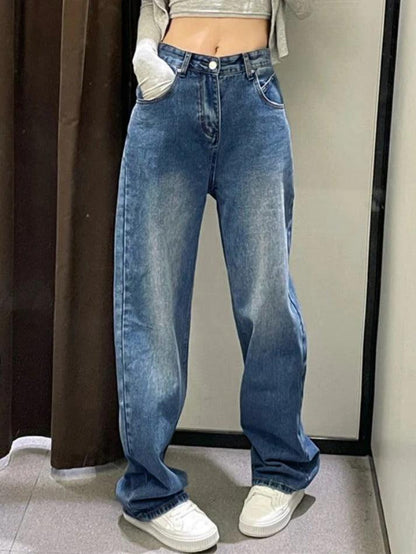 Jean boyfriend taille haute délavé vintage