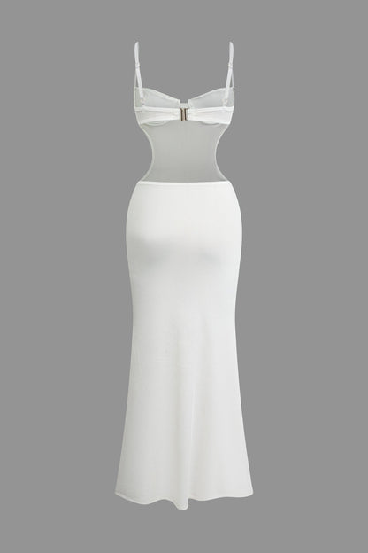 Witte uitgesneden backless bustier slip maxi-jurk