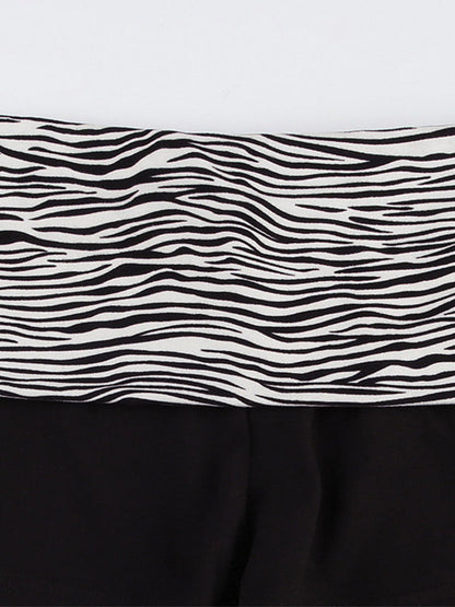 Vintage Stitching Shorts with Zebra Print