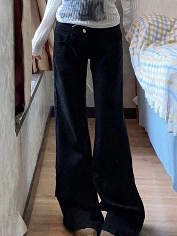 Black Y2k Low Waist Wide Legs Flare Jeans