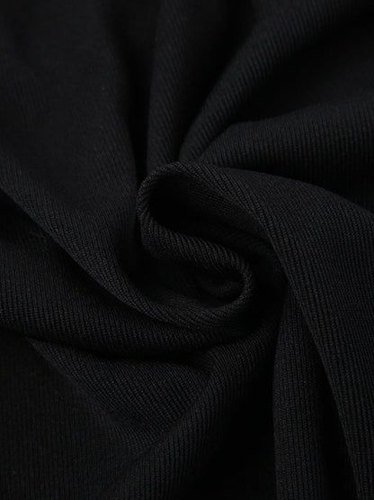 Black Hip Hop Wing Print Top-stitching Long Sleeve Knit