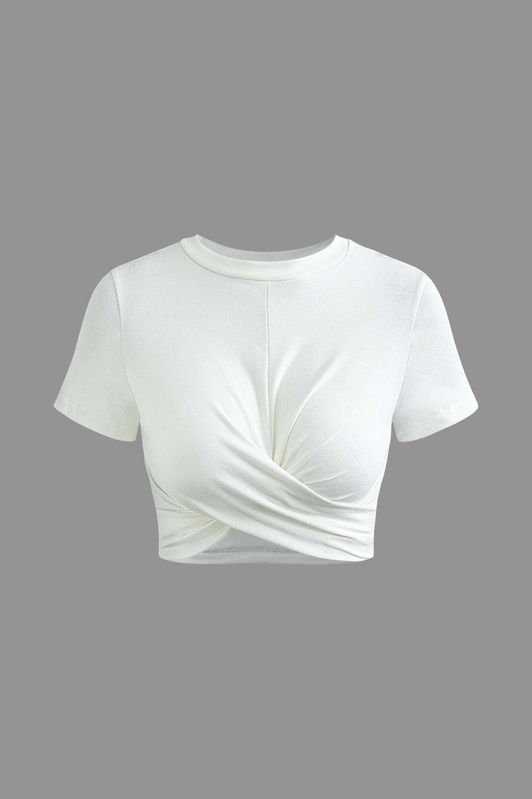 Effen kleur retro geribde crop top met gedraaide zoom