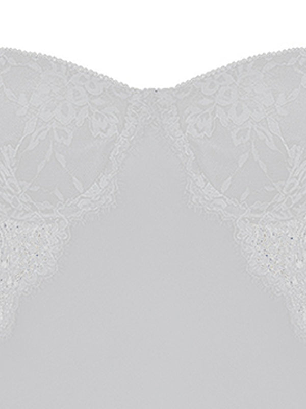 Haut corset slim blanc transparent en dentelle épissure