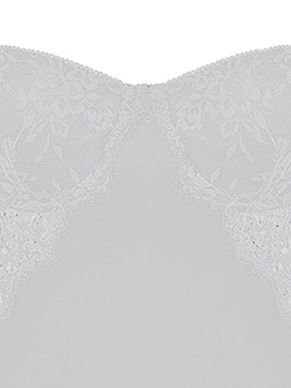 Haut corset slim blanc transparent en dentelle épissure