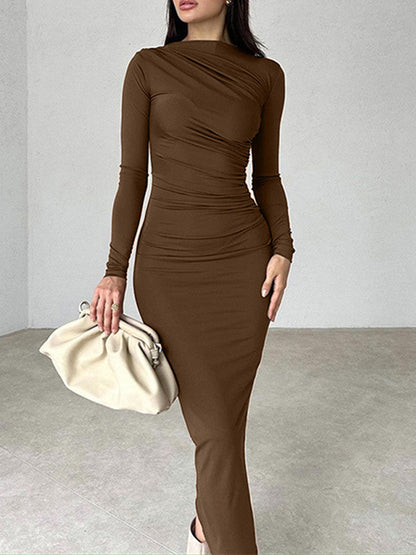 Solid Color Y2k Slim Fit Long Hip Dress