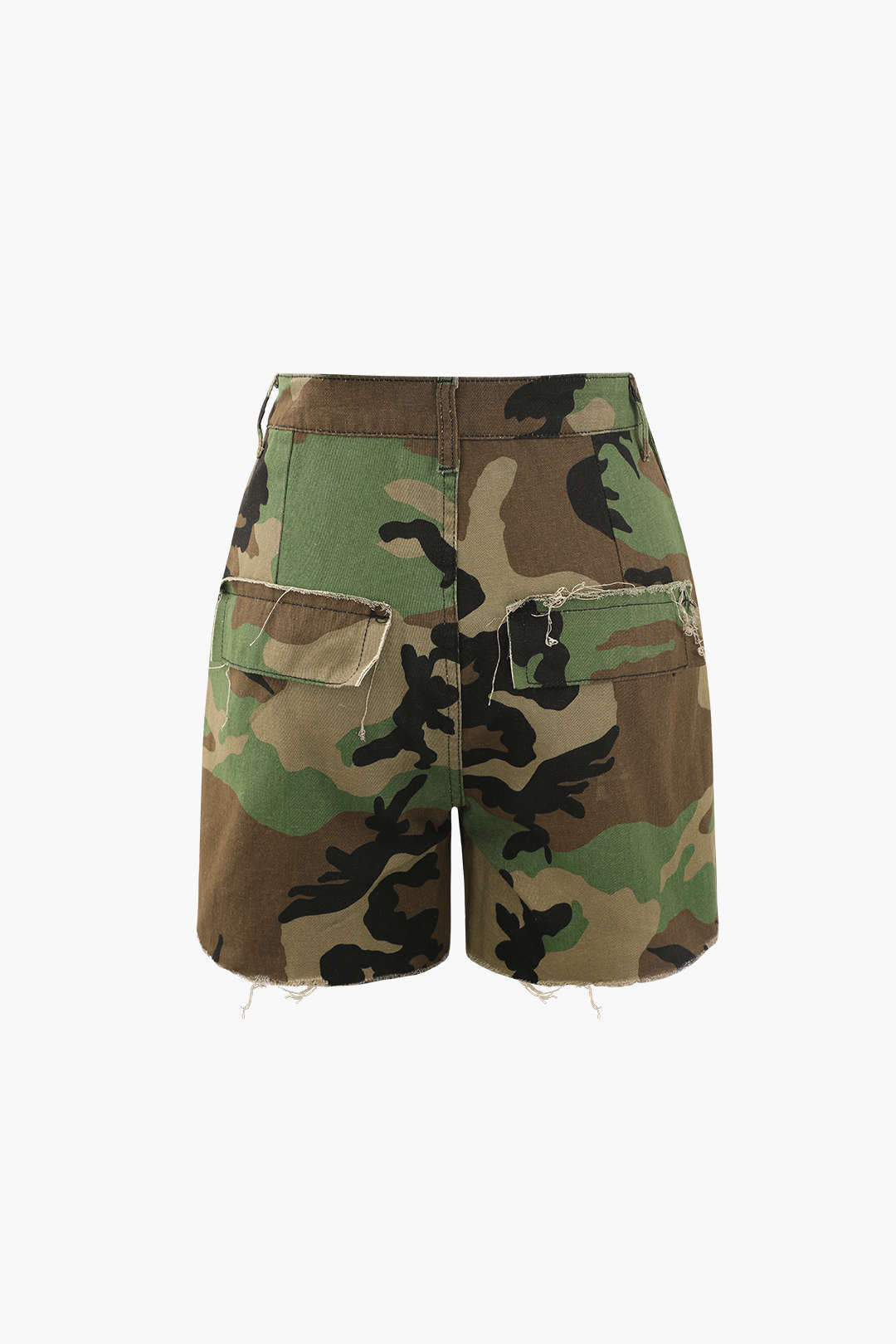 Retro Camo vernietigde cargoshort met knoopsluiting