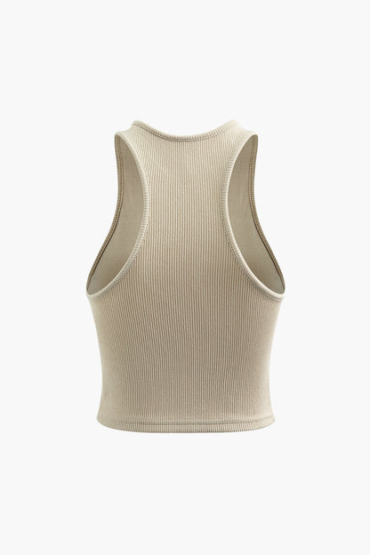 Mouwloze tanktop met ribgebreid naaddetail