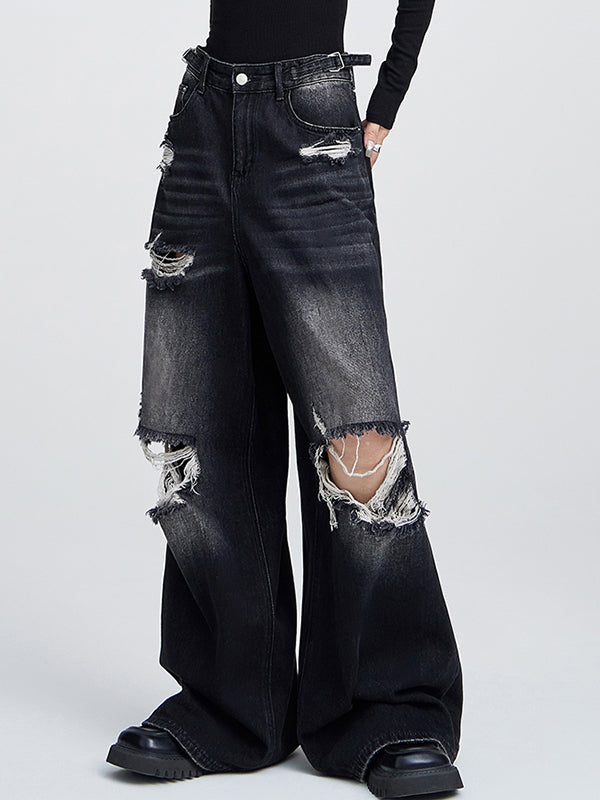 Vintage Loose High Waist Straight Leg Ripped Jeans