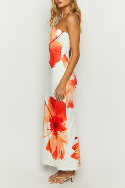 Robe midi fine sans bretelles en cascade florale Sunny Sweet