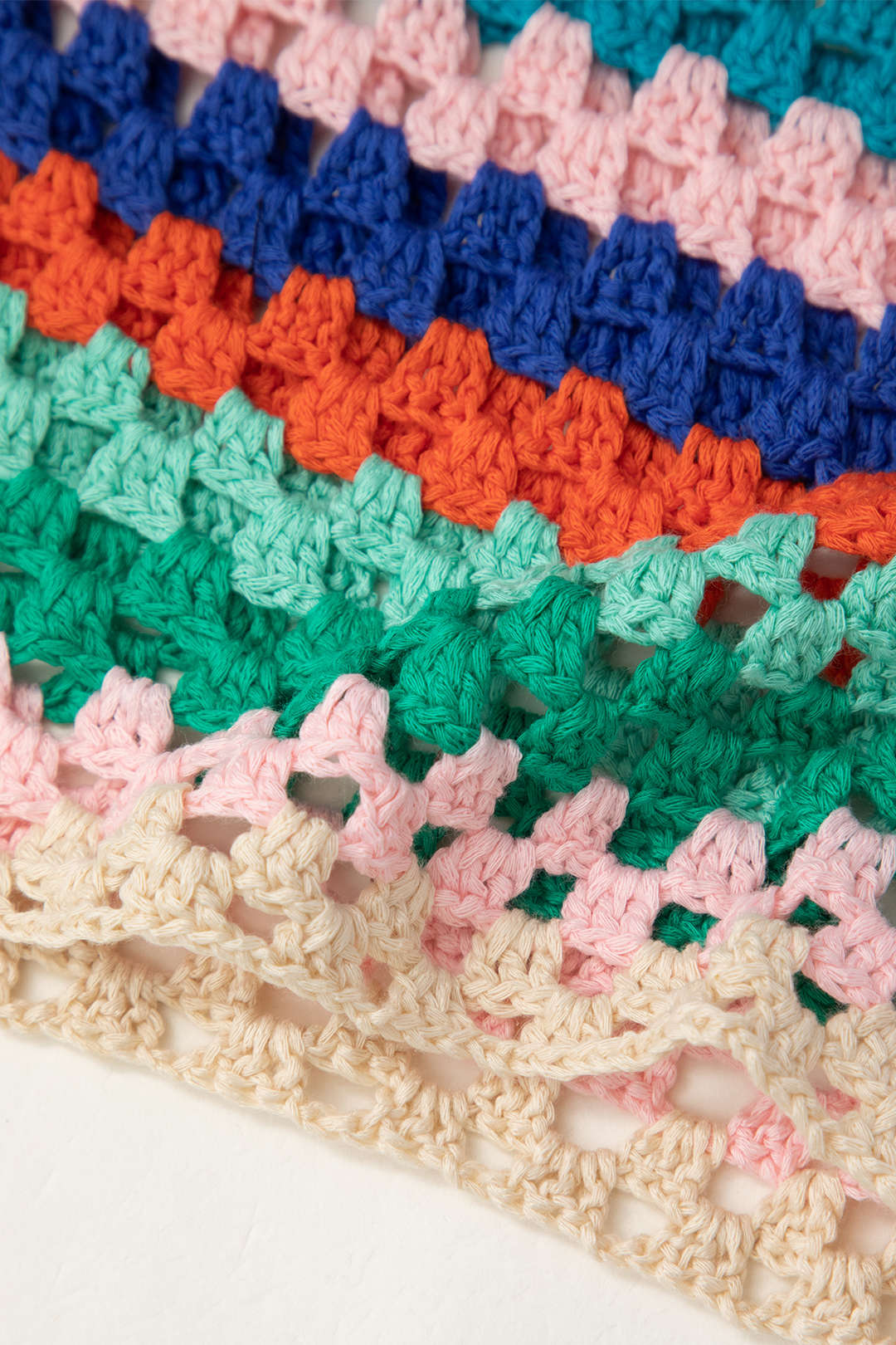 Rainbow Vintage Crochet Tie Front Tube Top & Shorts Set