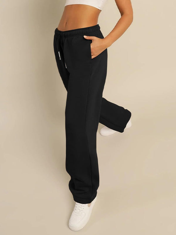 Pantalon de survêtement ample noir classique à cordon de serrage