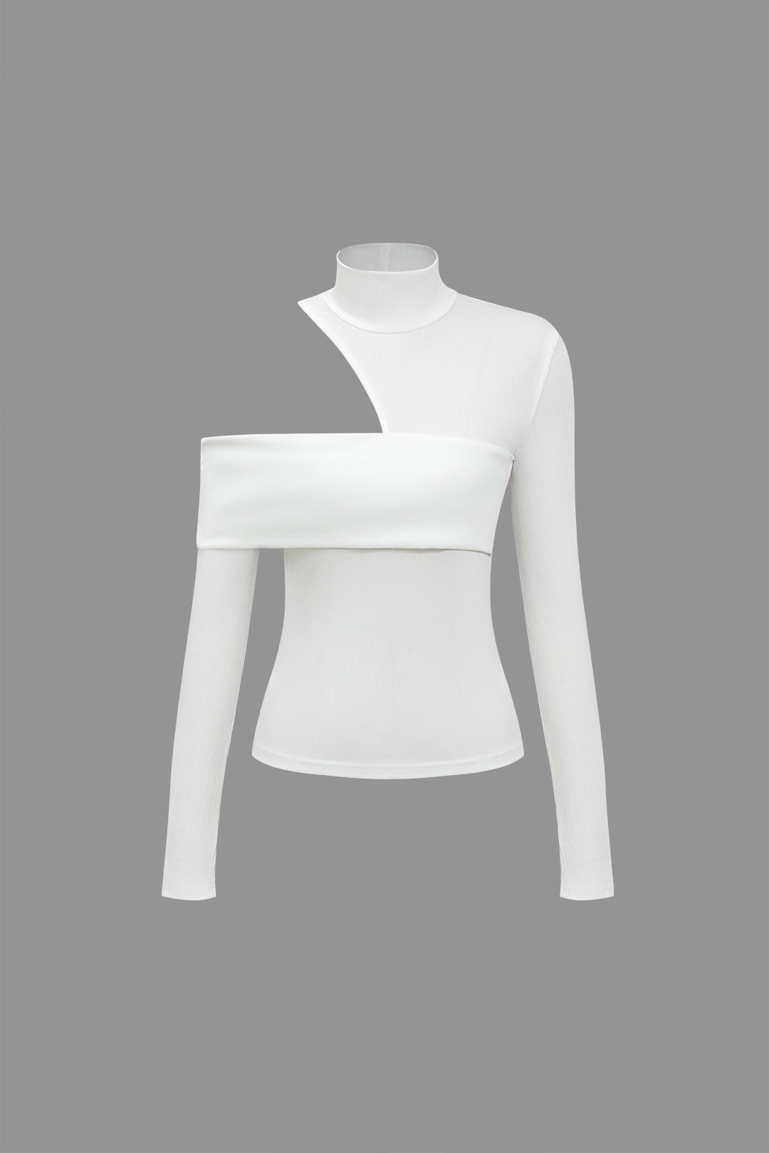 Solid Color Asymmetrical Long-Sleeve Top