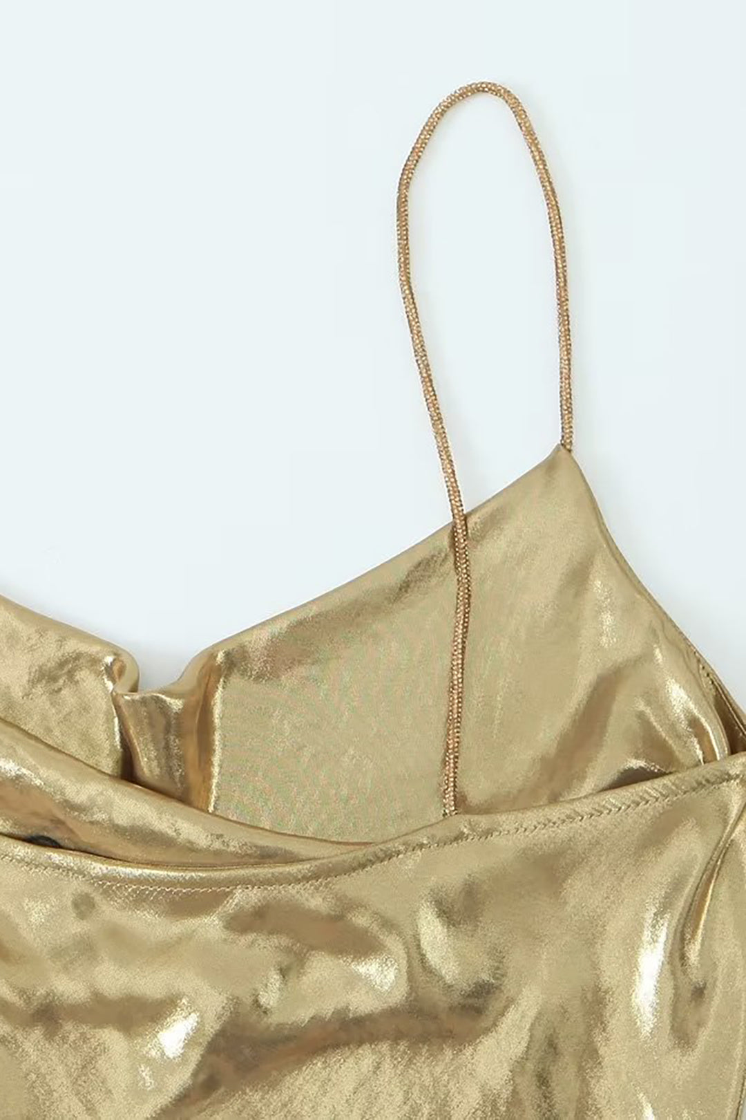 Y2k Metallic Slip Mini Jurk met Kaphals