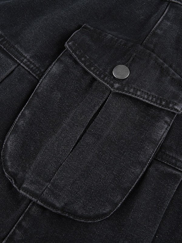 Mini-jupe cargo en denim plissée avec poche