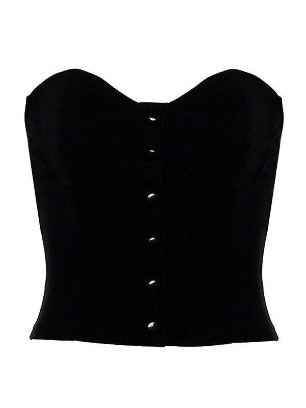 Zwarte sexy corset top met button-down