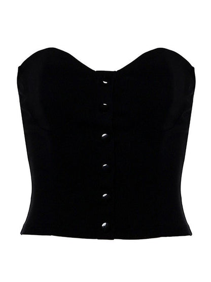 Black Sexy Corset Top with Button Down