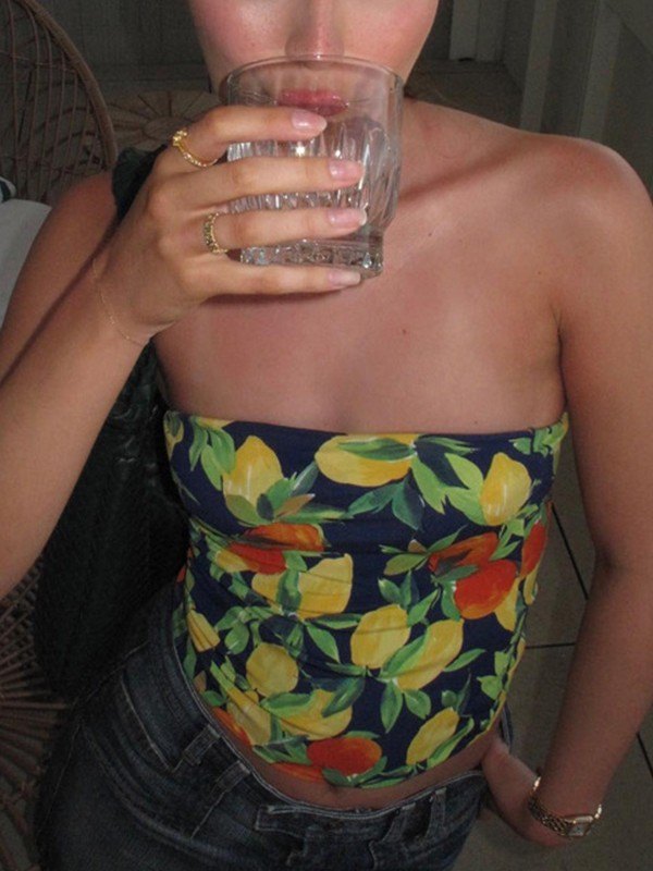 Vintage Hawaiiaanse bedrukte Bandeau-top