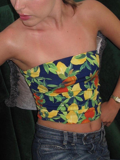 Vintage Hawaiiaanse bedrukte Bandeau-top