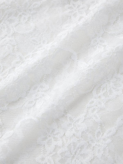 Bandeau-top met witte bloemkant en stiksels