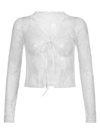 Y2K cropped blouse met open voorkant en lange mouwen