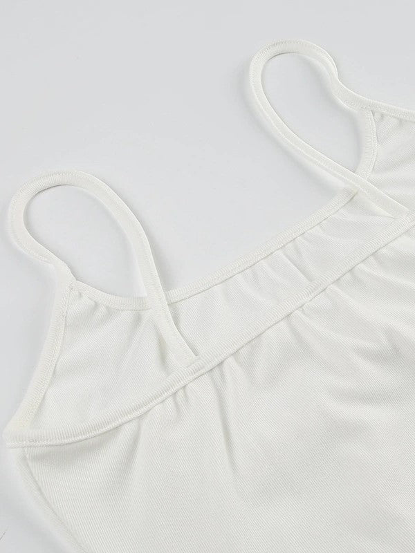 Witte kanten strik-splicing cami-top