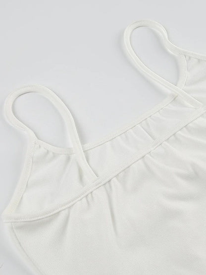 Witte kanten strik-splicing cami-top