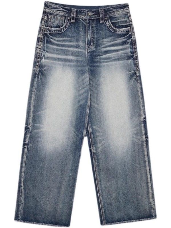 JY Hip Hop gewassen distressed high waist baggy jeans