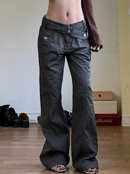 Pantalon cargo grunge à taille fendue