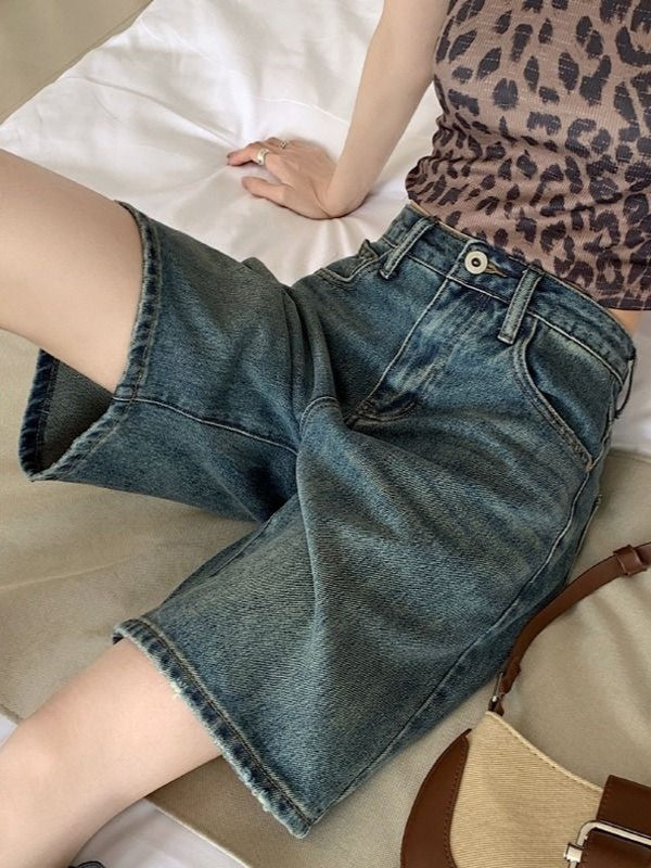 Vintage Distressed High Waist Boyfriend Shorts